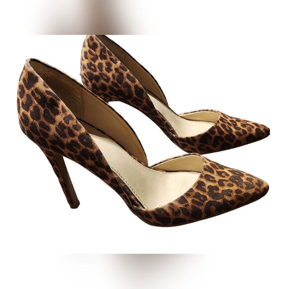 MIA Heels Leopard Print‎ Stilettos Suede Brown Black Cut Out Sexy Pointed Toe 7 - Picture 6 of 16